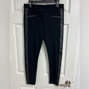 Faux leather trim pants